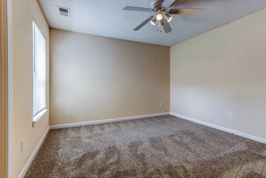 plush carpeting in large bedroom