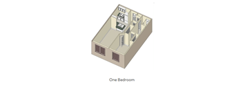 the one bedroom floor plan of a small house