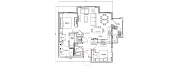 A floor plan of a house with labeled rooms and dimensions.