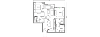 A floor plan of a house with labeled rooms and dimensions.