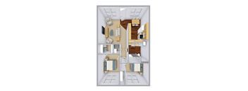 a rendering of a 3d floor plan with an office and a living room