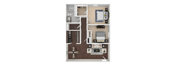 a floor plan of a bedroom with a bathroom and a living room