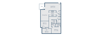 a floor plan of a bedroom apartment with a living room and a dining room