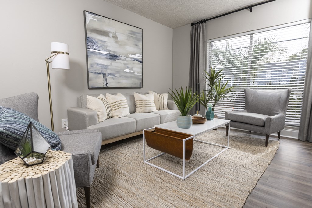 Soft and Refreshing Living Room at Dwell at Greenridge, South Carolina, 29406