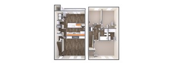 3D 3 Bedroom 2.5 Bathroom Floorplan at The Regency Apartment Homes/Broad Pointe, Manassas
