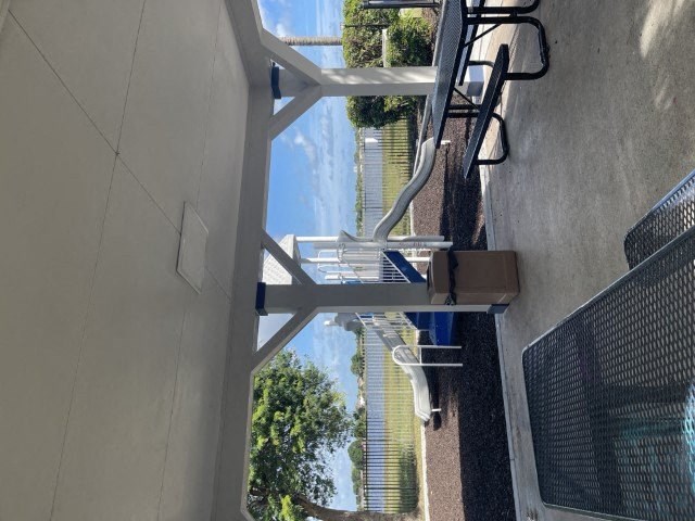 a view of a building from a window