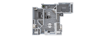 a 3d floor plan of a 2100 sq ft apartment
