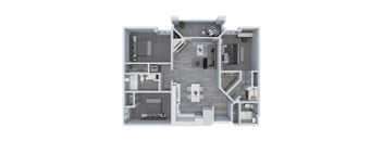a 3d floor plan of a 2100 sq ft apartment
