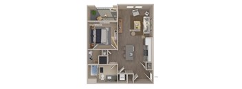 a 1 bedroom floor plan with a bathroom and a living room