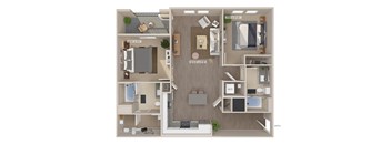 B2 floor plan  2 bedroom with 2 baths