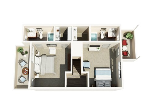 a 3d drawing of a floor plan with a bedroom and a bathroom
