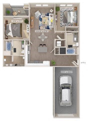 a house is shown with a car in the garage