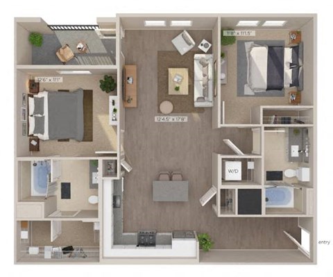 a floor plan of a two bedroom apartment