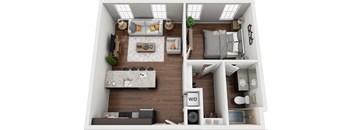 a1 floor plan  studio with bedroom and living room