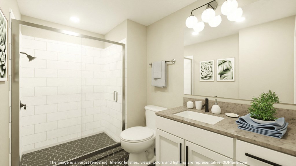 a bathroom with a shower and a sink and a toilet  at Casa Marti, Florida, 33605