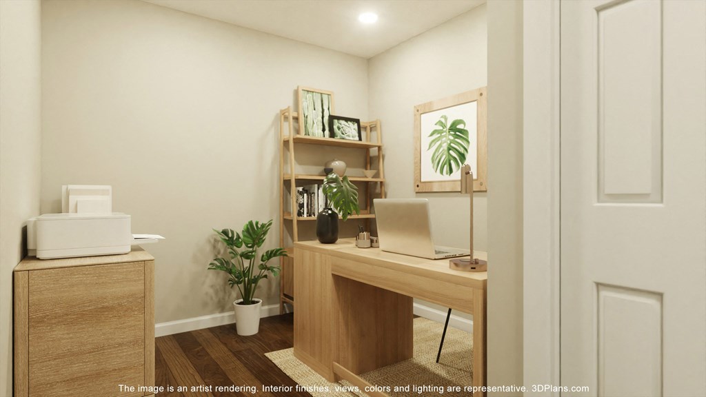 a rendering of a home office with a desk and a computer at Casa Marti, Tampa, 33605