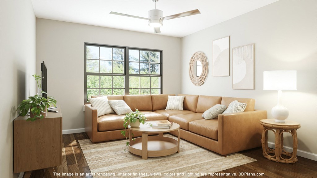 a rendering of a living room with a couch and a coffee table at Casa Marti, Tampa