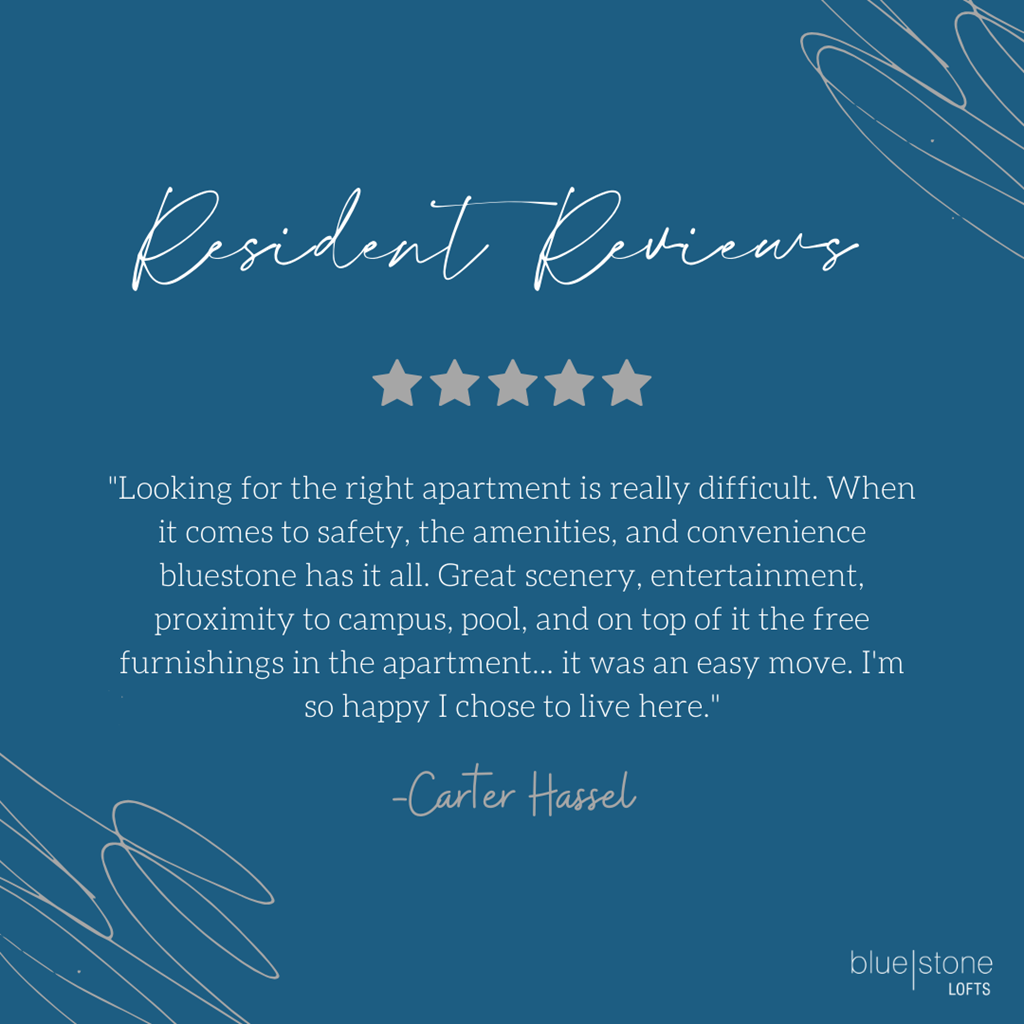 a quote on a blue background with a line drawing of stars on top of it at Bluestone Lofts, Duluth, MN, 55803