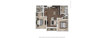 a 2 bedroom floor plan with a bathroom and a living room  at Timber Ridge, Minnesota