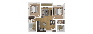 2 Bedrooms, 2 Bathrooms Floor Plan at Arbor Ridge, Minnesota