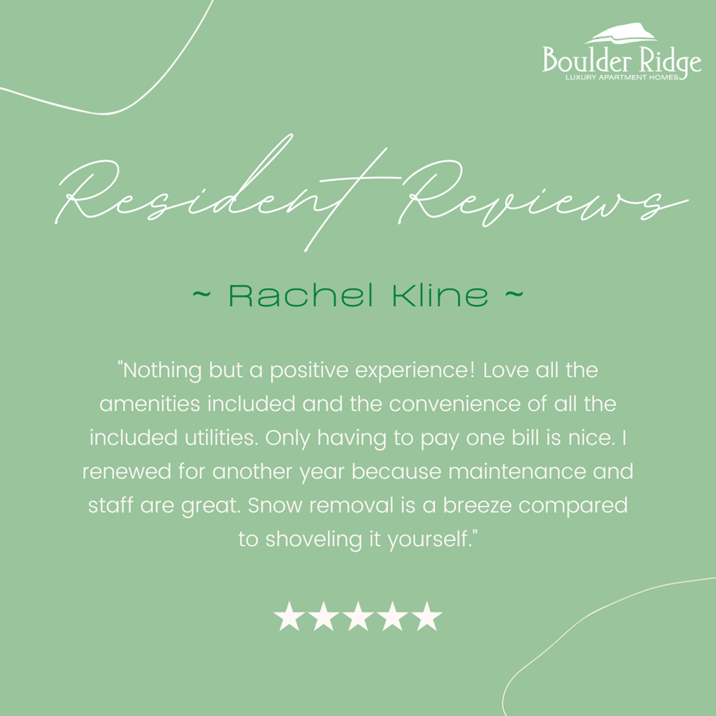 a green background with text that reads bauble resident reviews radiant kite at Boulder Ridge, Duluth, 55811