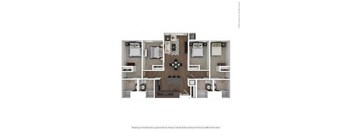 a 3d floor plan with a bedroom and a living room at Bluestone Lofts, Duluth, MN, 55803