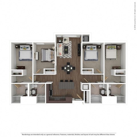 a 3d floor plan with a bedroom and a living room at Bluestone Lofts, Duluth, MN, 55803