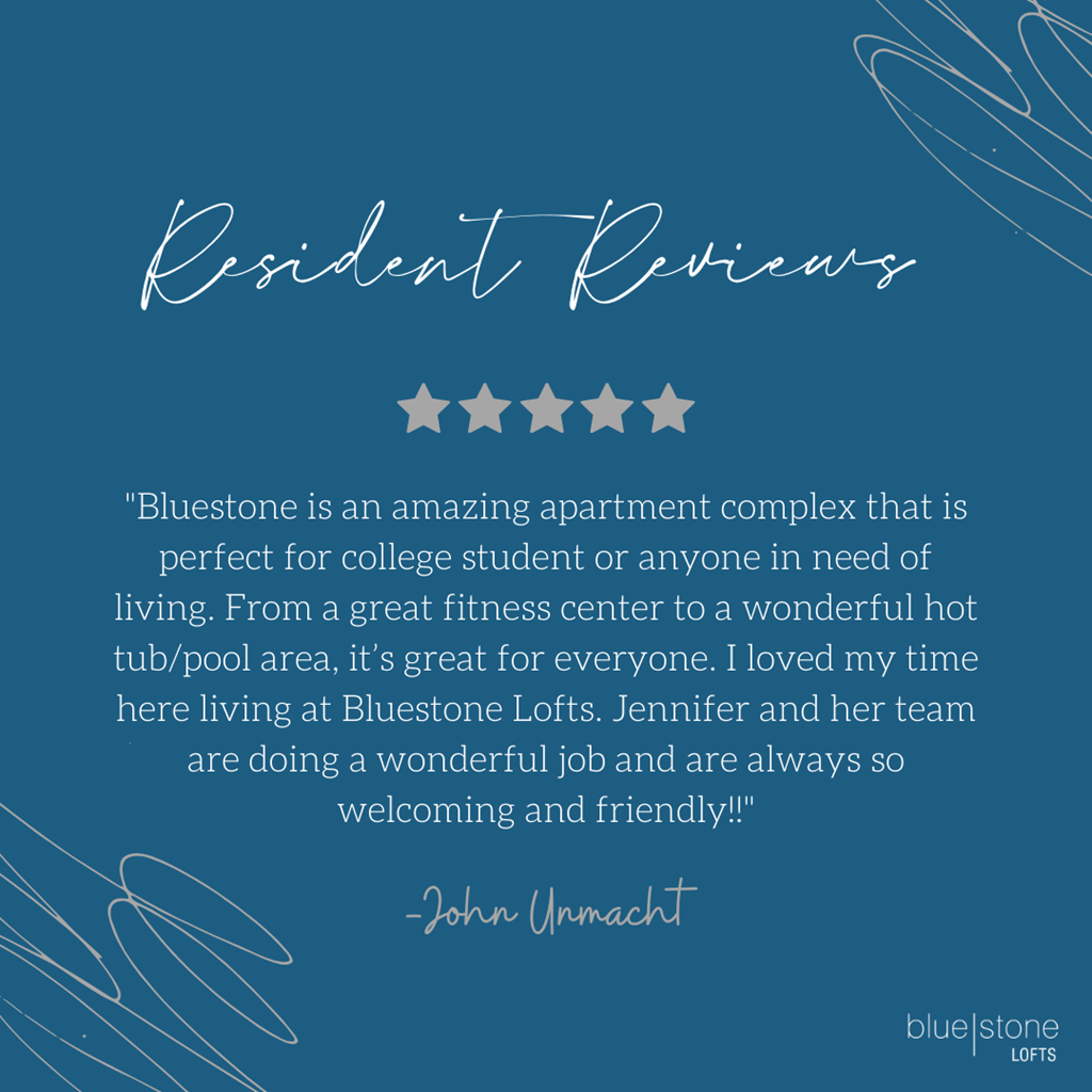 a quote on a blue background with blue lines at Bluestone Lofts, Duluth, Minnesota