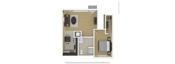 this is a 1 bedroom floor plan of a 2100 sq ft  apartment at Boulder Ridge, Duluth, 55811