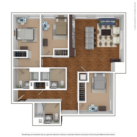 a 1 bedroom floor plan with a bathroom and a living room at Bluestone Lofts, Duluth, MN, 55803