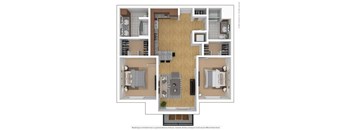 a floor plan of a home with a bedroom and a living room at Bluestone Flats, Minnesota