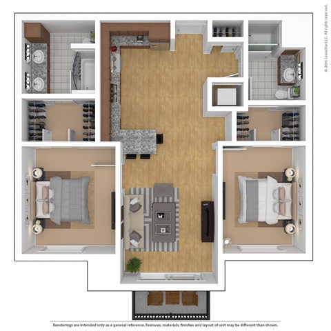 a floor plan of a home with a bedroom and a living room at Bluestone Flats, Minnesota