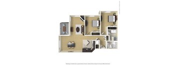 A 3D floor plan of a house showing a kitchen, living room, and bathroom  at Summit Ridge, Duluth, 55811