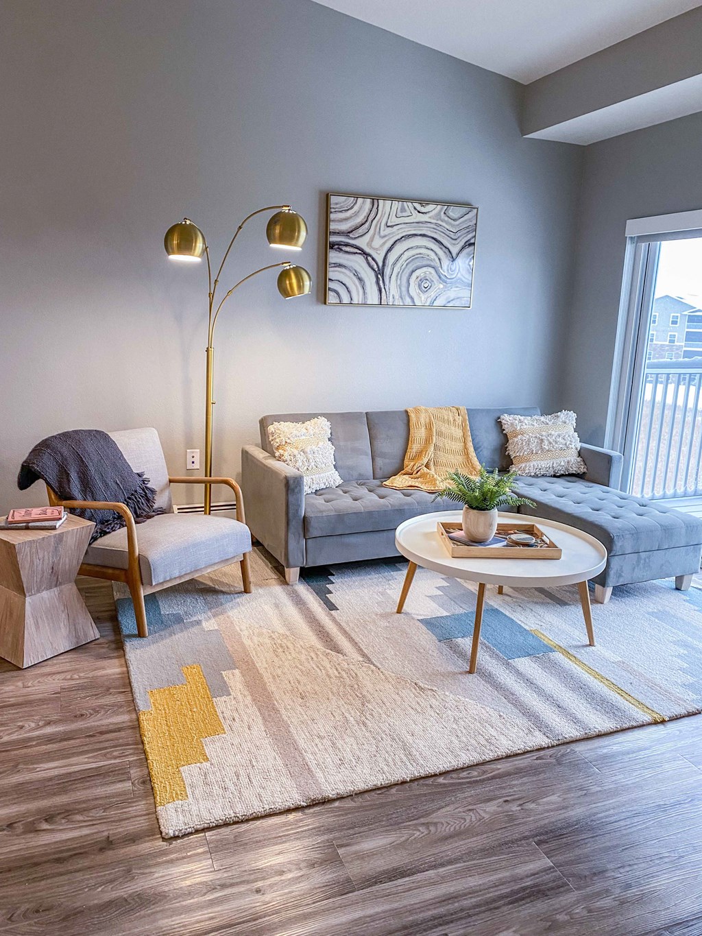 a living room with a couch and a coffee table  at Timber Ridge, Minnesota, 55025