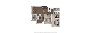 a stylized floor plan with a bedroom and living room  at Timber Ridge, Forest Lake