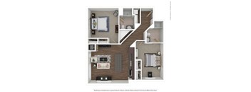 a stylized floor plan with a bedroom and a living room at Bluestone Lofts, Minnesota, 55803