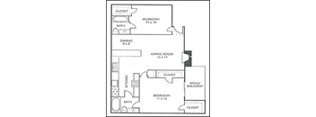 A black and white image of a floor plan for a house.