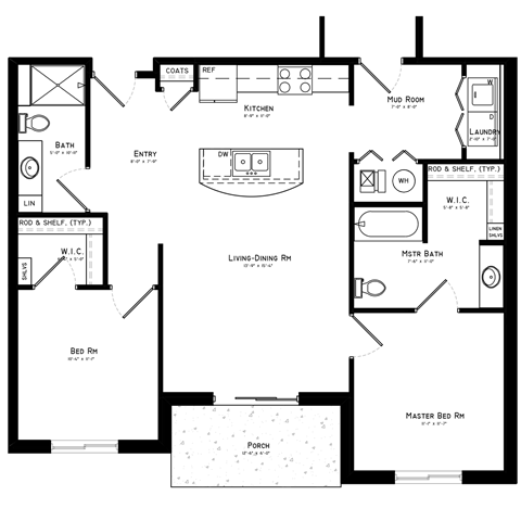 A white circle with the letters "WH" in the center is connected to a dashed line.