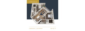 B1 Floor Plan | 969 Sq. Ft. at Converge KC Uptown, Kansas City, MO 64111