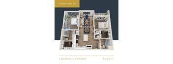 B2 Floor Plan | 975 Sq. Ft. at Converge KC Uptown, Kansas City, MO