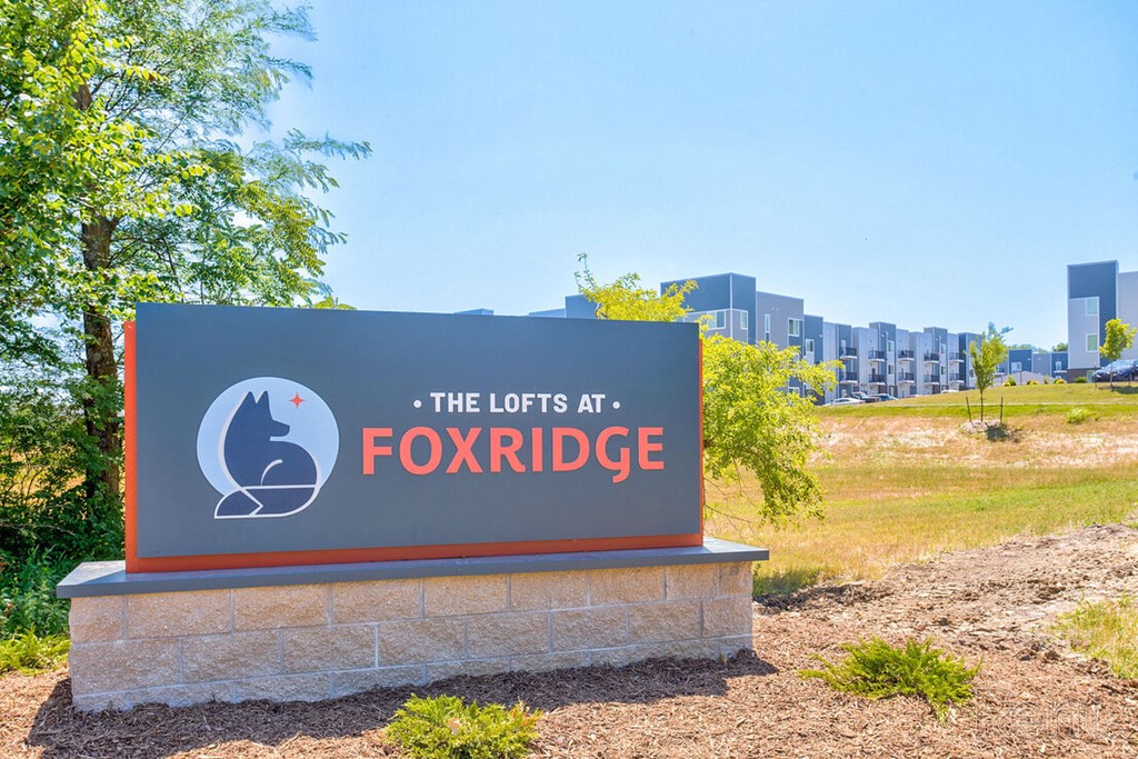 A sign at Lofts at Fox Ridge, Raymore