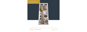 S1 Floor Plan | 464 Sq. Ft. at Converge KC Uptown, Kansas City Missouri