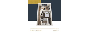 S2 Floor Plan | 513 Sq. Ft. at Converge KC Uptown, Kansas City