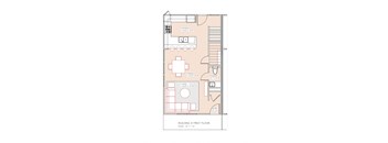 a floor plan of a house with a bedroom and a living room
