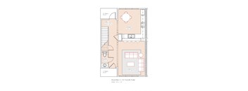 a floor plan of a small house with a bedroom and a bathroom