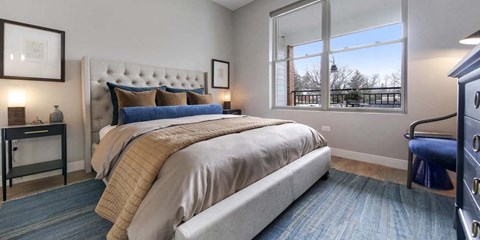 a bedroom with a bed and a large window at Clarendon Hills 229, Clarendon Illinois