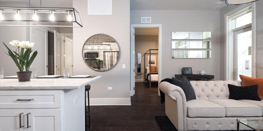 Kitchen With Living Area at Clark 2050, Illinois, 60614
