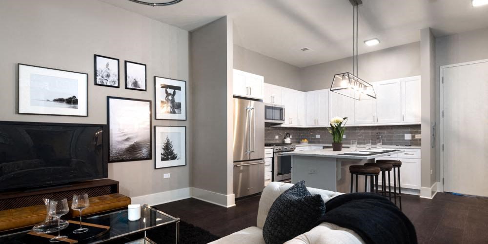 Modern Living Room at Clark 2050, Chicago