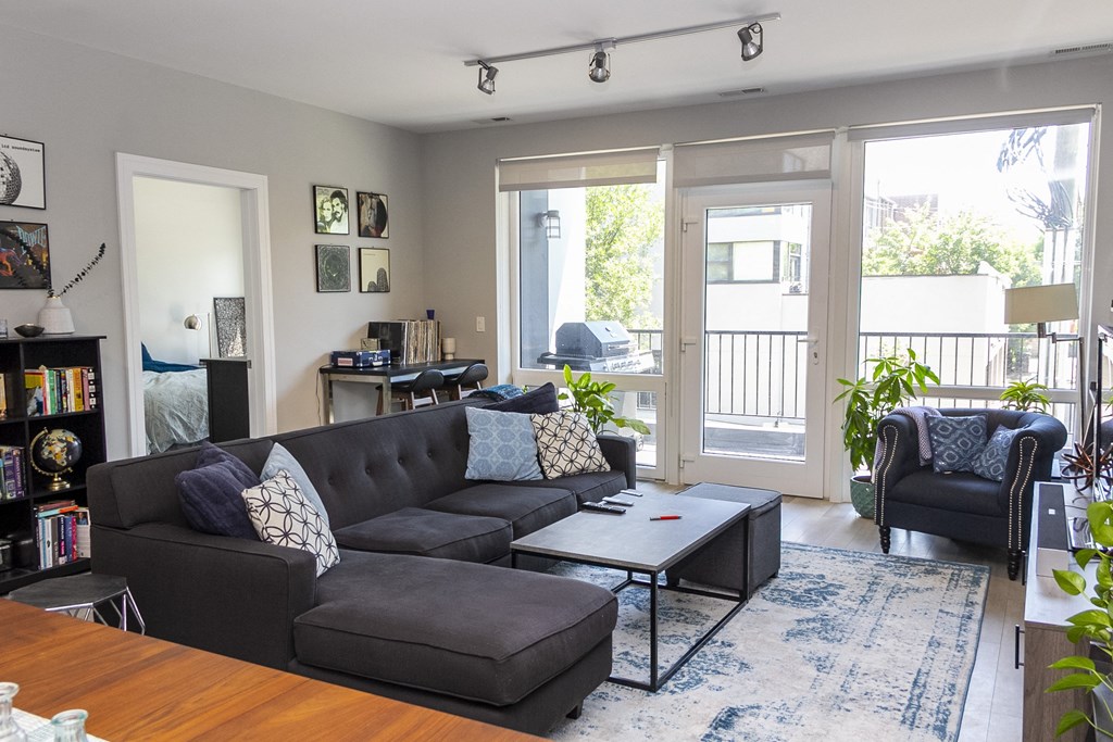 a living room with a couch and a coffee table at Talman 1554, Chicago, IL 60622