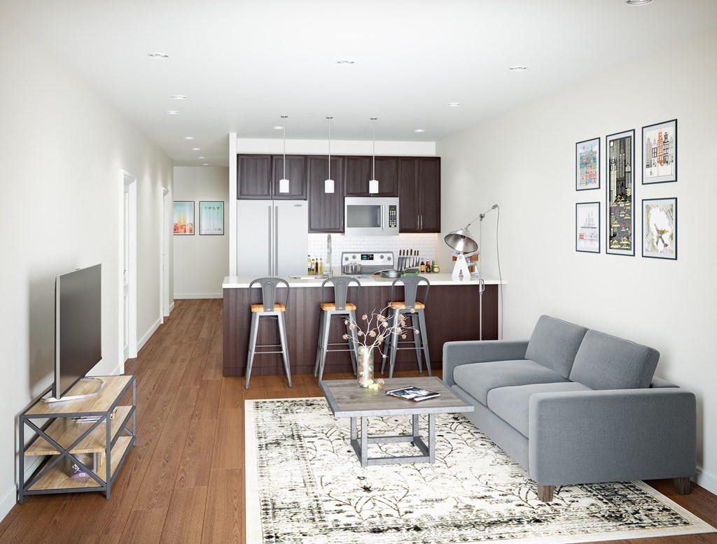 Living Area With Kitchen at Kedzie 4447, Chicago, IL